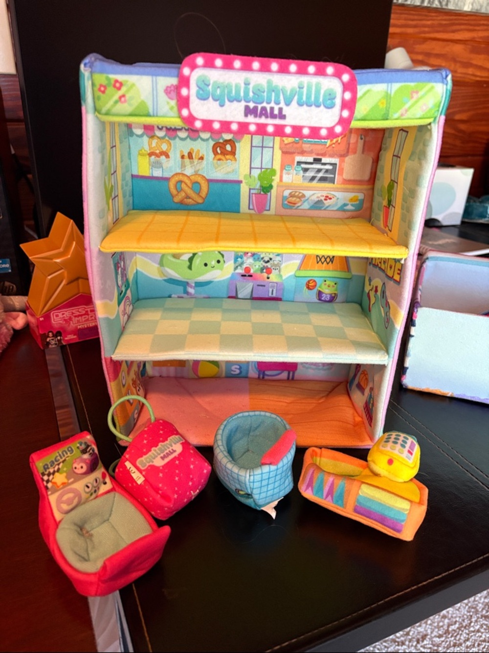 Squishmallows Squishville Mall Playset in Pink, Blue, Yellow